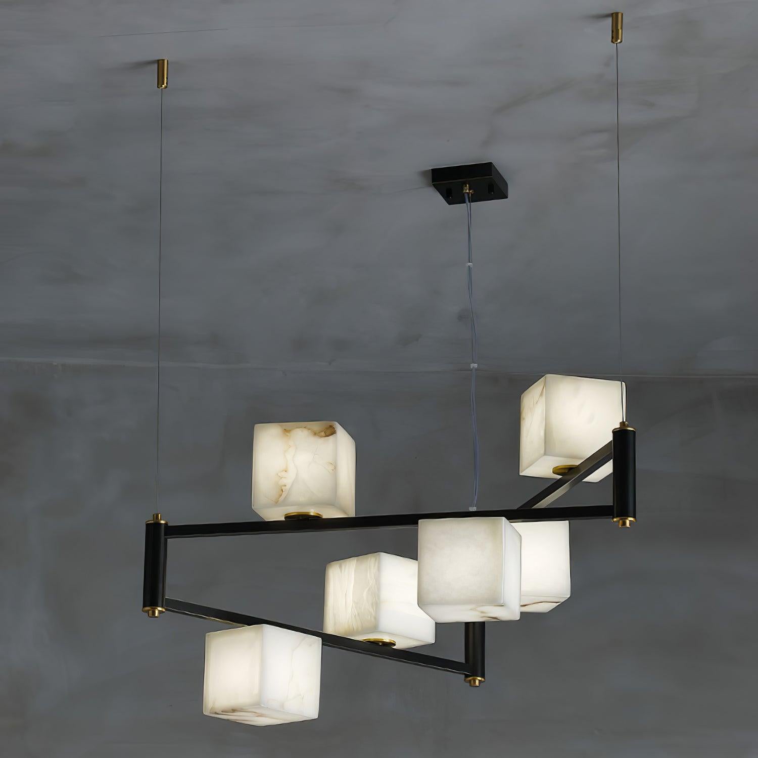 Alabaster Cubic Island Chandelier
