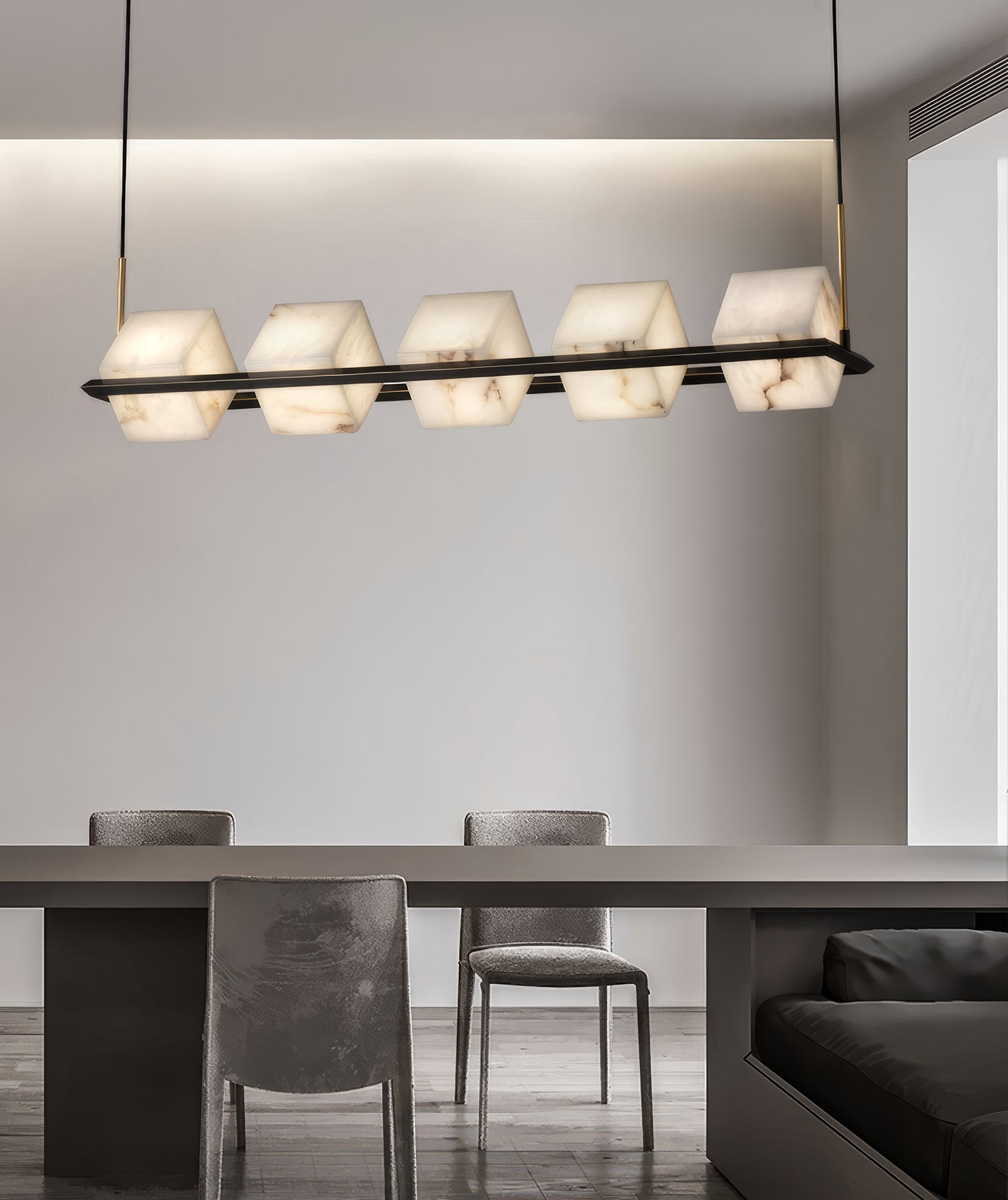 Alabaster Cubic Island Chandelier