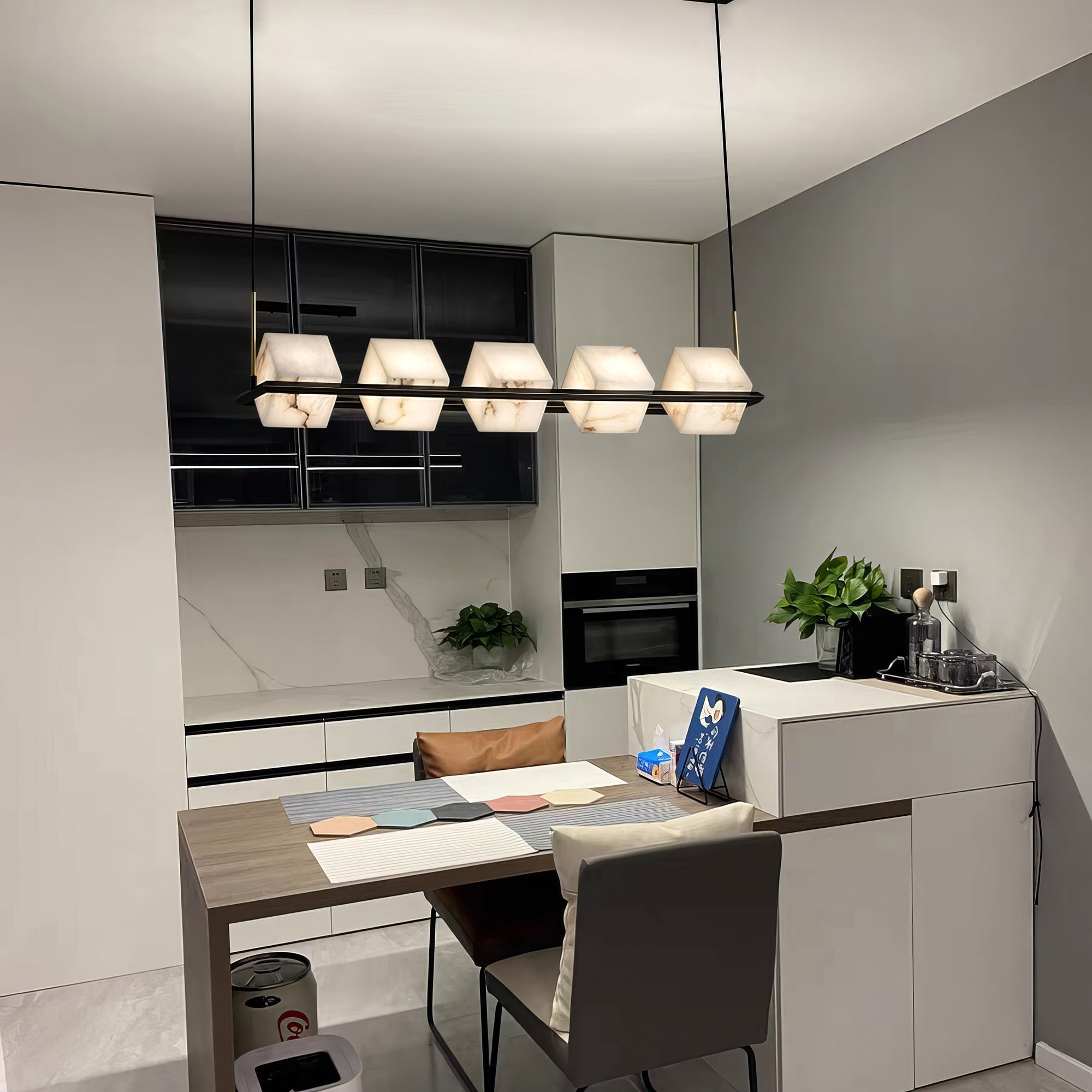 Alabaster Cubic Island Chandelier