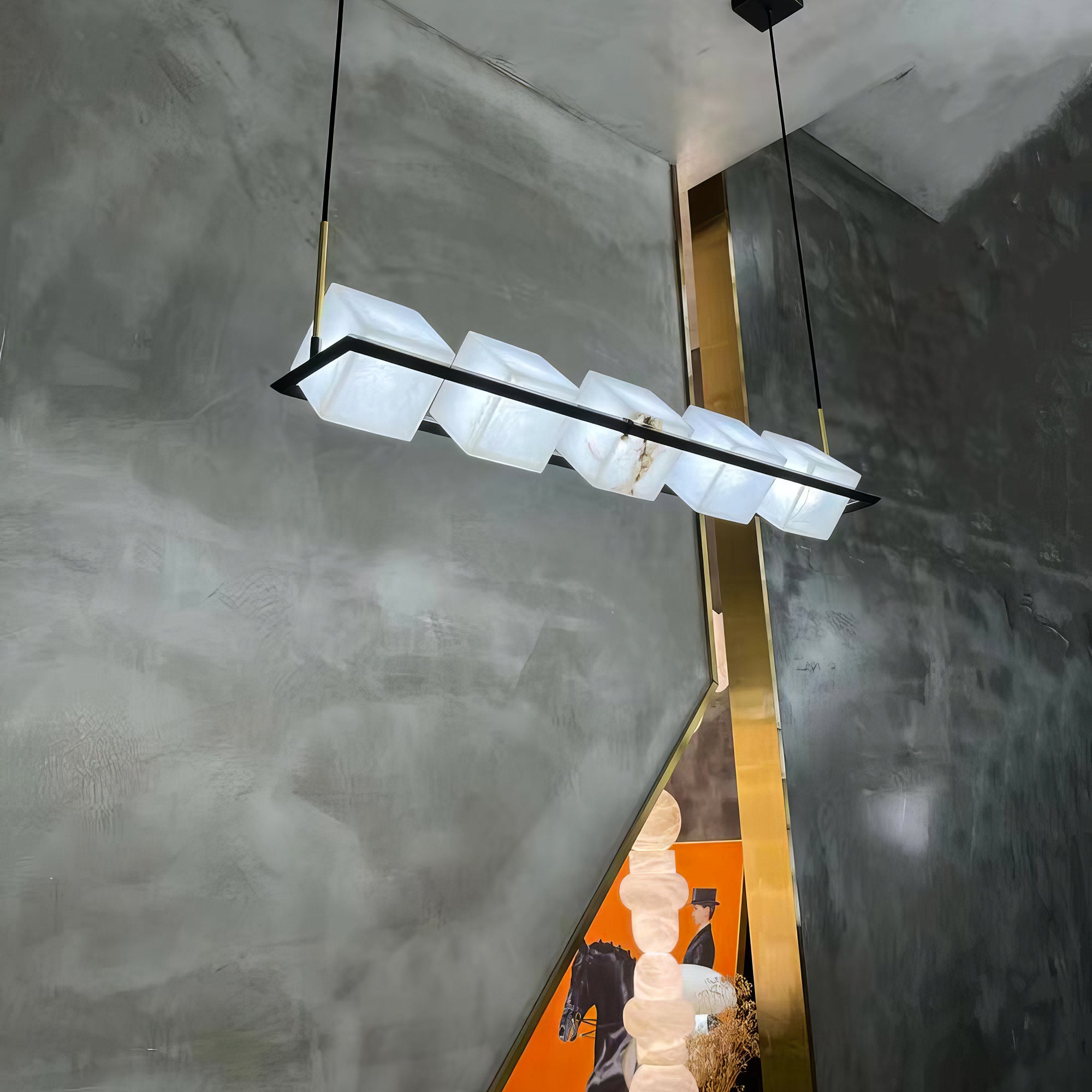 Alabaster Cubic Island Chandelier