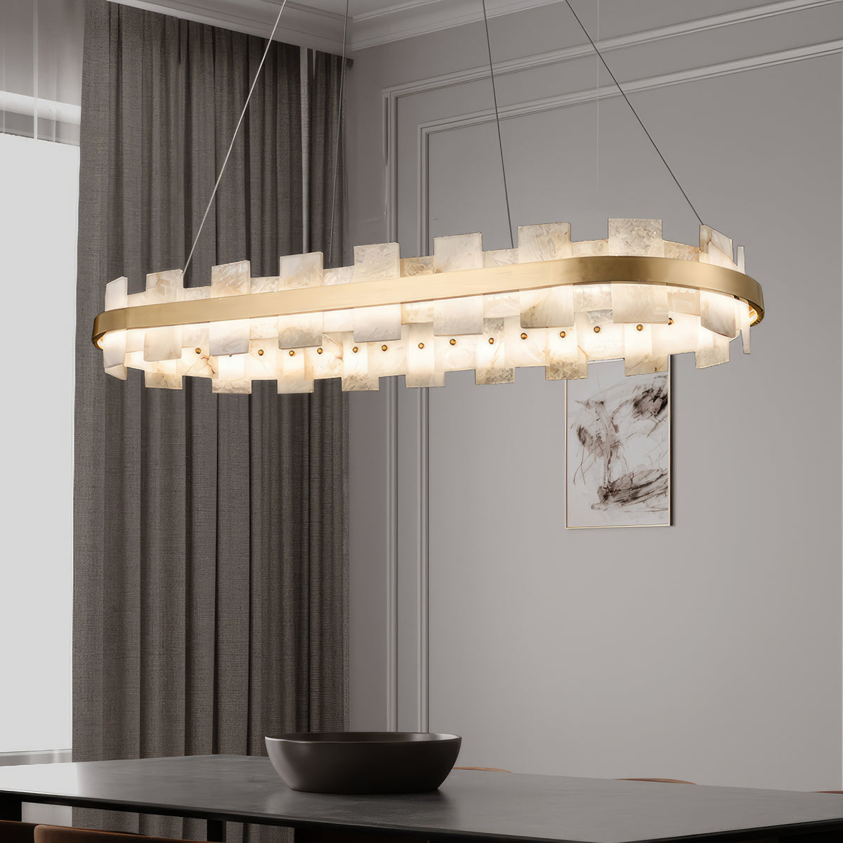 Alabaster Glo Halo Chandelier - view 6 | Liootrlamp