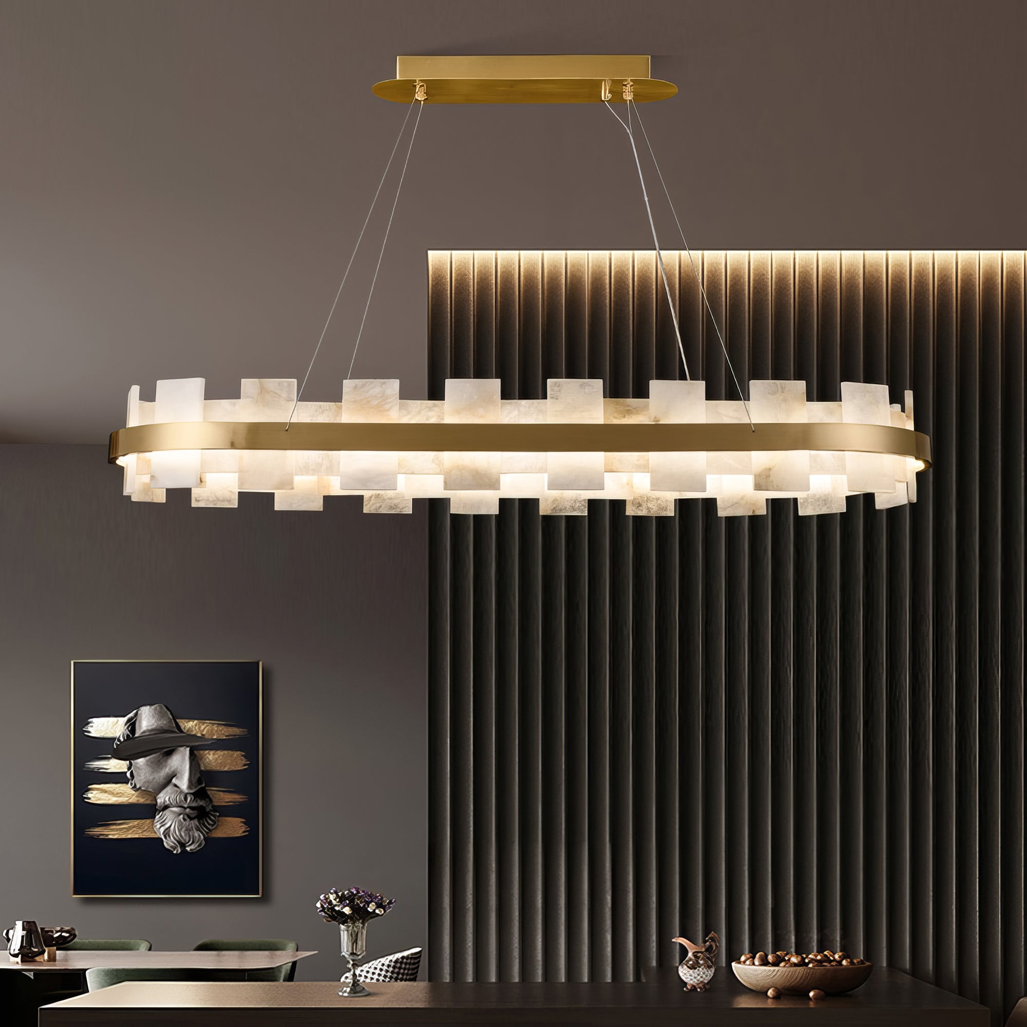 Alabaster Glo Halo Chandelier