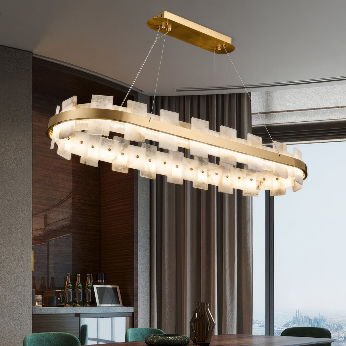 Alabaster Glo Halo Chandelier - view 5 | Liootrlamp