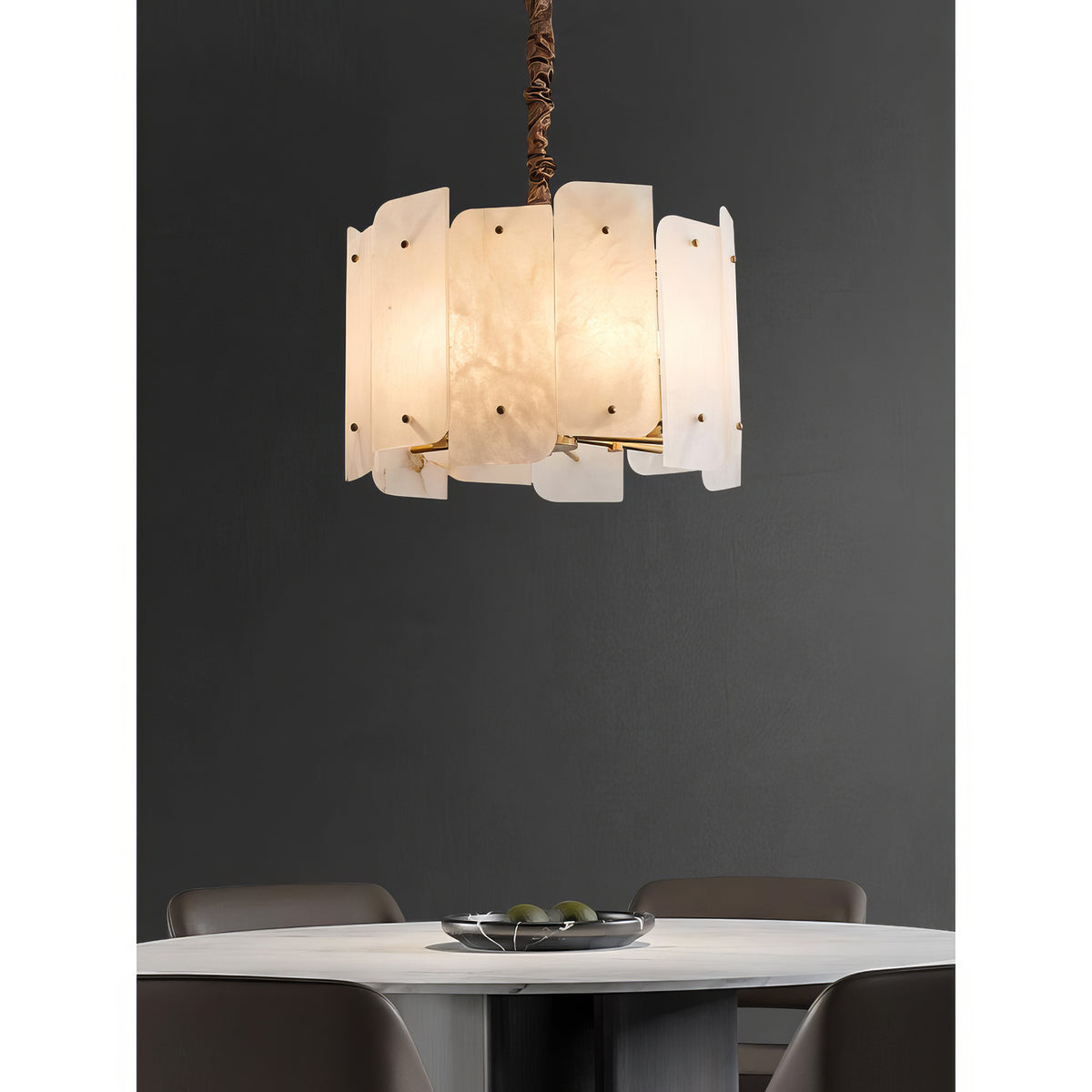 Alabaster Lorry Round Gold Chandelier - view 11 | Liootrlamp