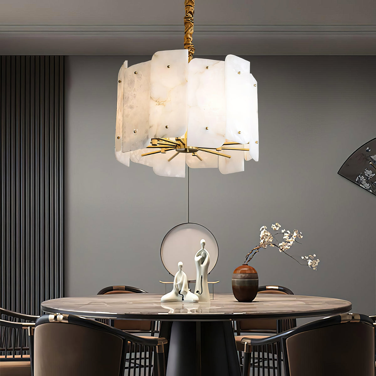 Alabaster Lorry Round Gold Chandelier - view 5 | Liootrlamp