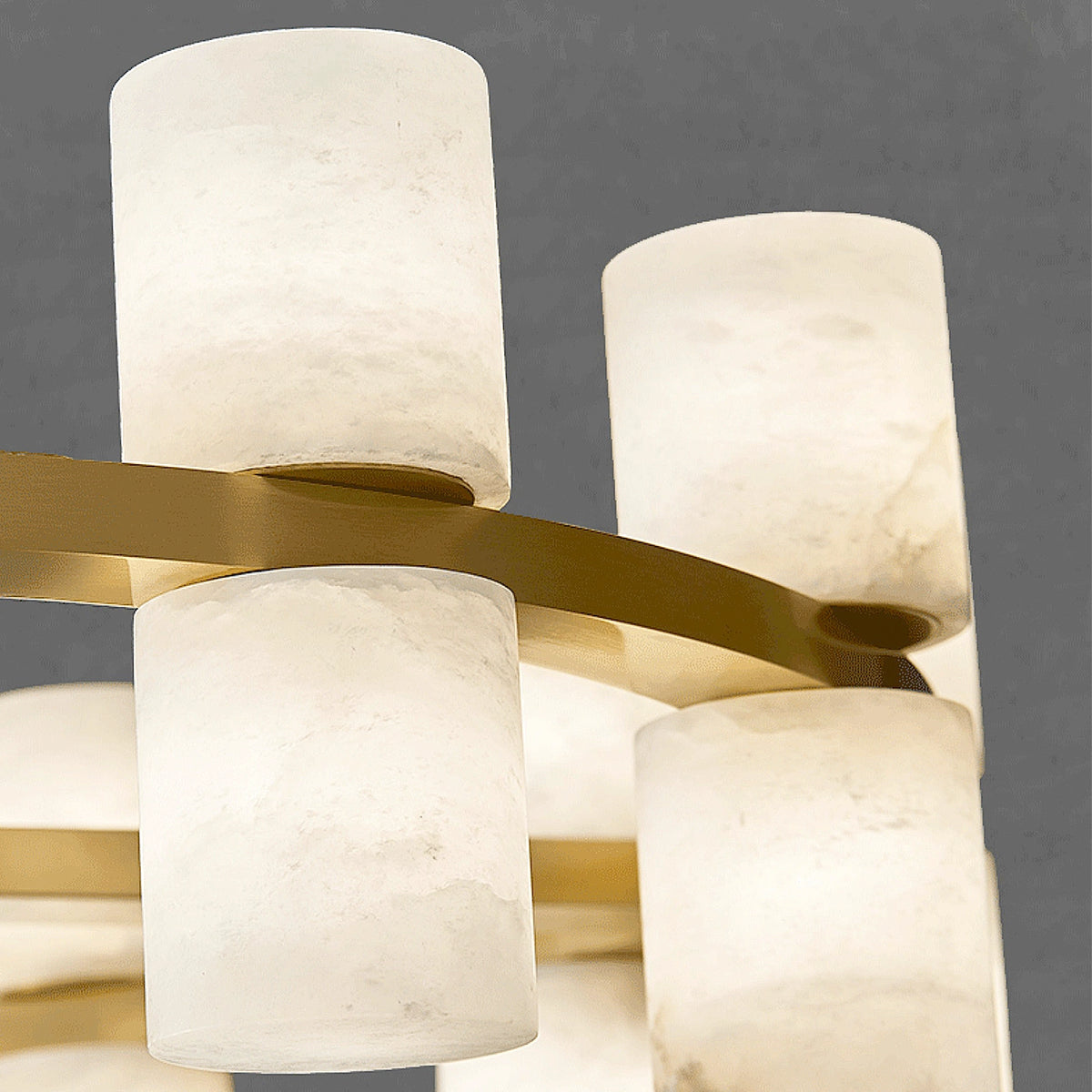 Alabaster Round Brass Chandelier - view 10 | Liootrlamp