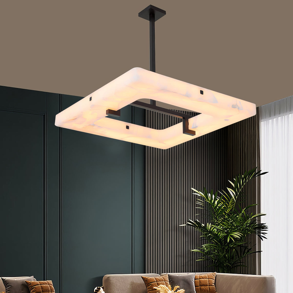 Alabaster Square Modern Chandelier