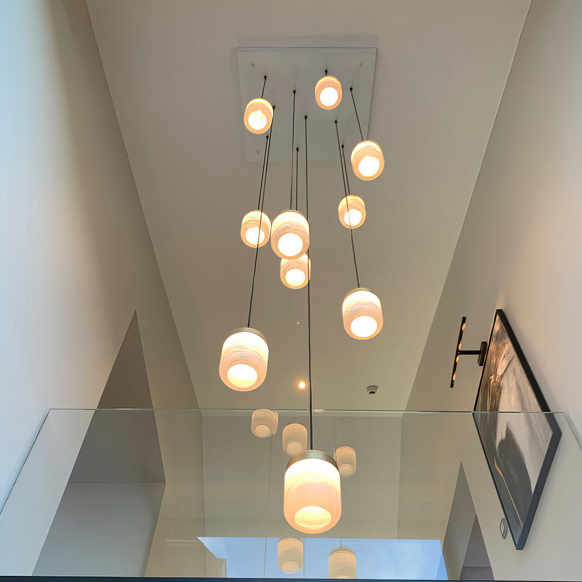 Alabaster staircase chandelier