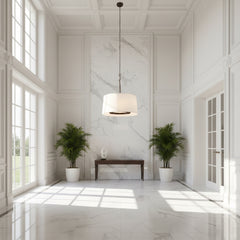 Antique Brass Single Stem Fabric Chandelier