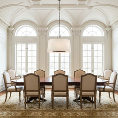 Antique Brass Single Stem Fabric Chandelier