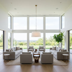 Antique Brass Single Stem Fabric Chandelier