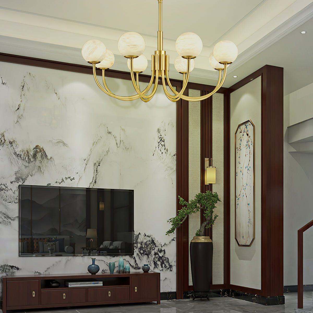 Aurelian Alabaster Globe Chandelier - view 3 | Liootrlamp