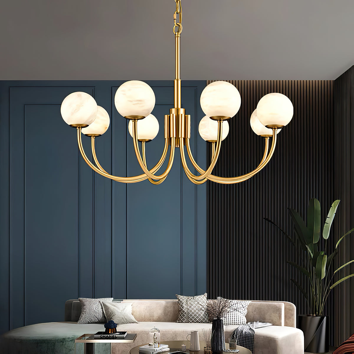 Aurelian Alabaster Globe Chandelier - view 2 | Liootrlamp