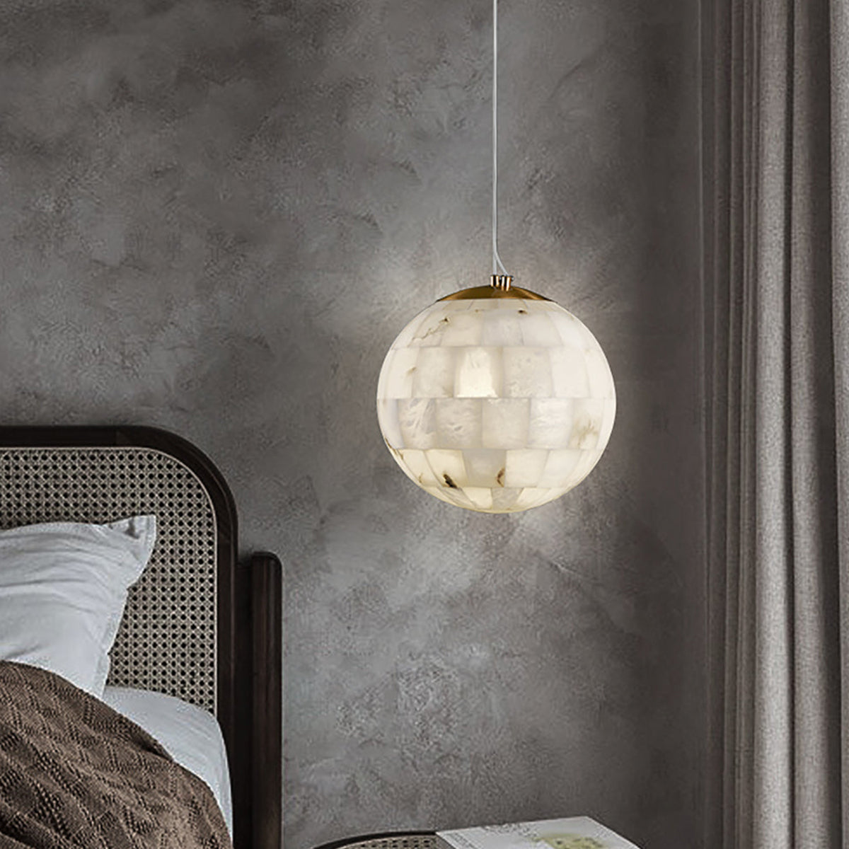 Ball Modern Alabaster Pendant Light - view 7 | Liootrlamp