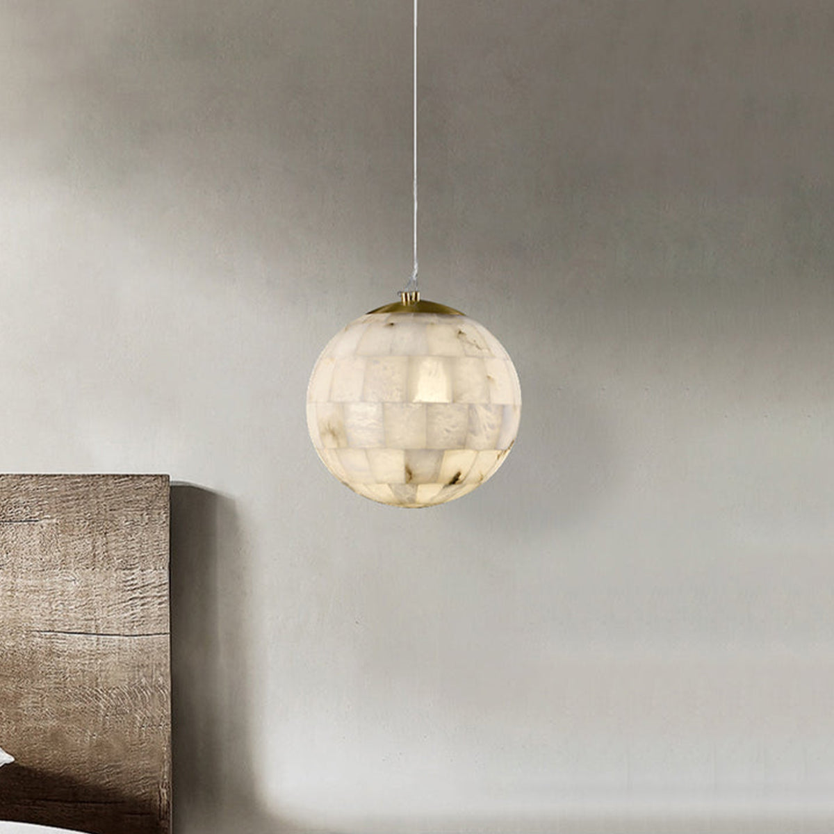 Ball Modern Alabaster Pendant Light - view 8 | Liootrlamp