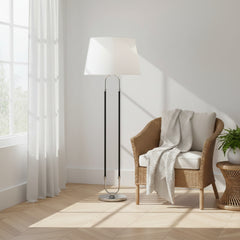 Brass and Leather Strap Floor Lamp