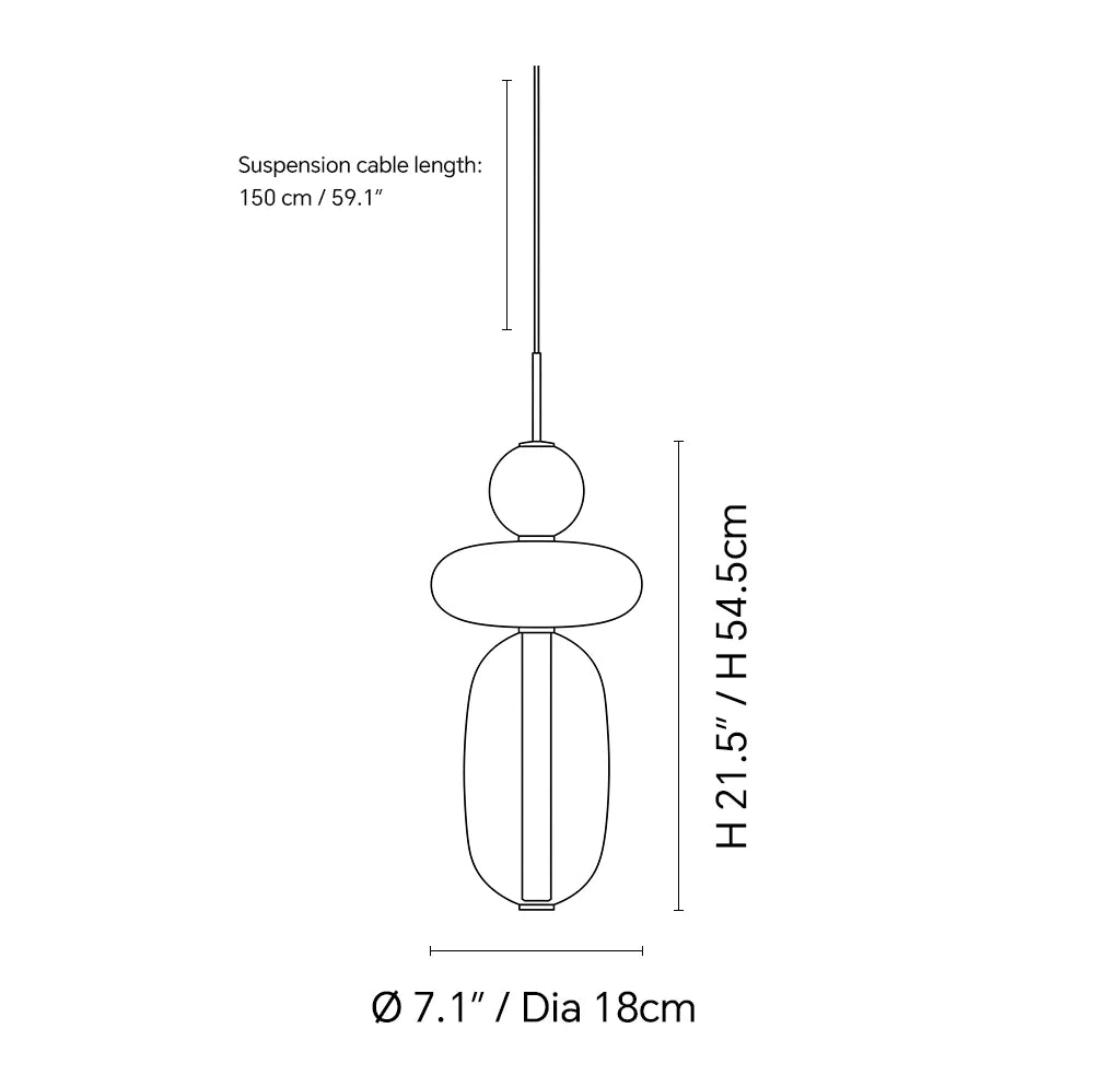 Dimensions of the Candied Glass Stack Pendant Light