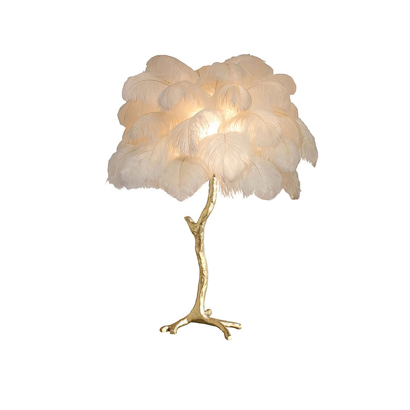 Colorful Ostrich Feather Table Lamp