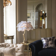 Colorful Ostrich Feather Table Lamp