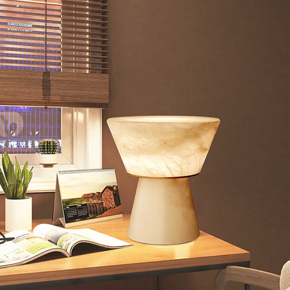 Conical Beta Alabaster Table Lamp