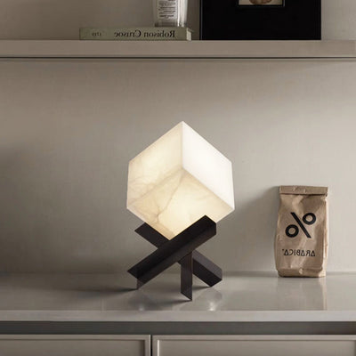 Cube Alabaster Table Lamp