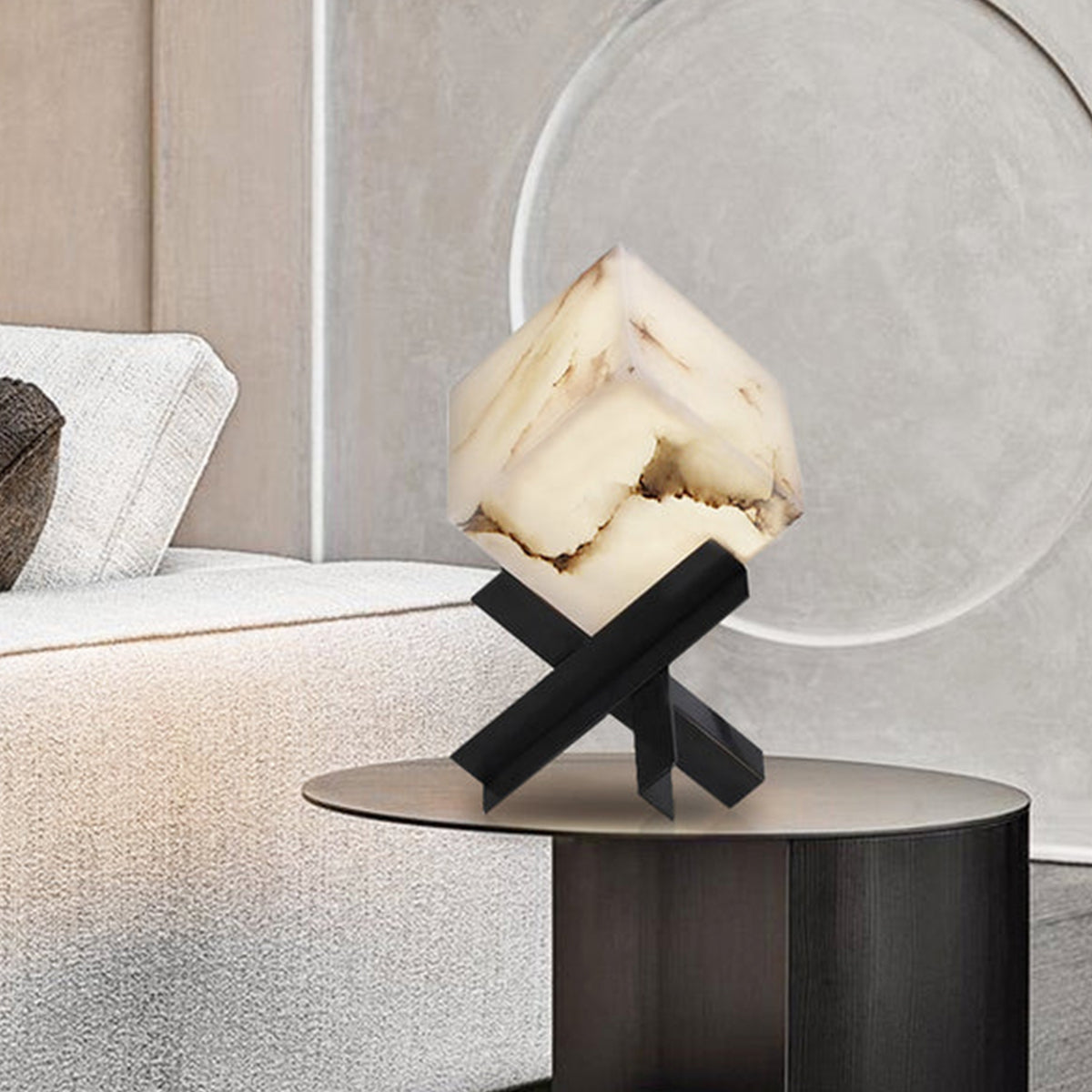 Cube Alabaster Table Lamp