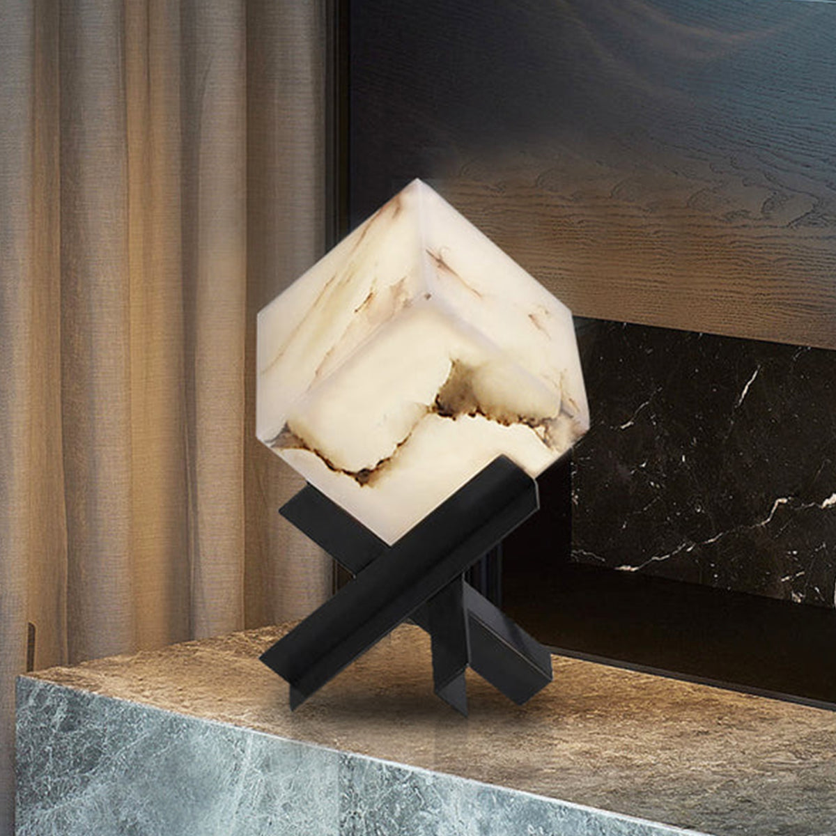 Cube Alabaster Table Lamp - view 5 | Liootrlamp
