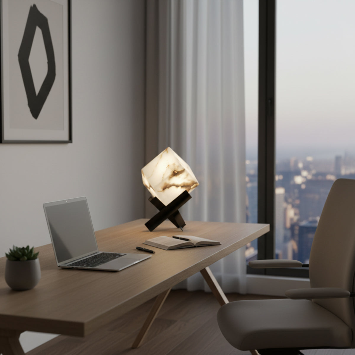 Cube Alabaster Table Lamp - view 6 | Liootrlamp