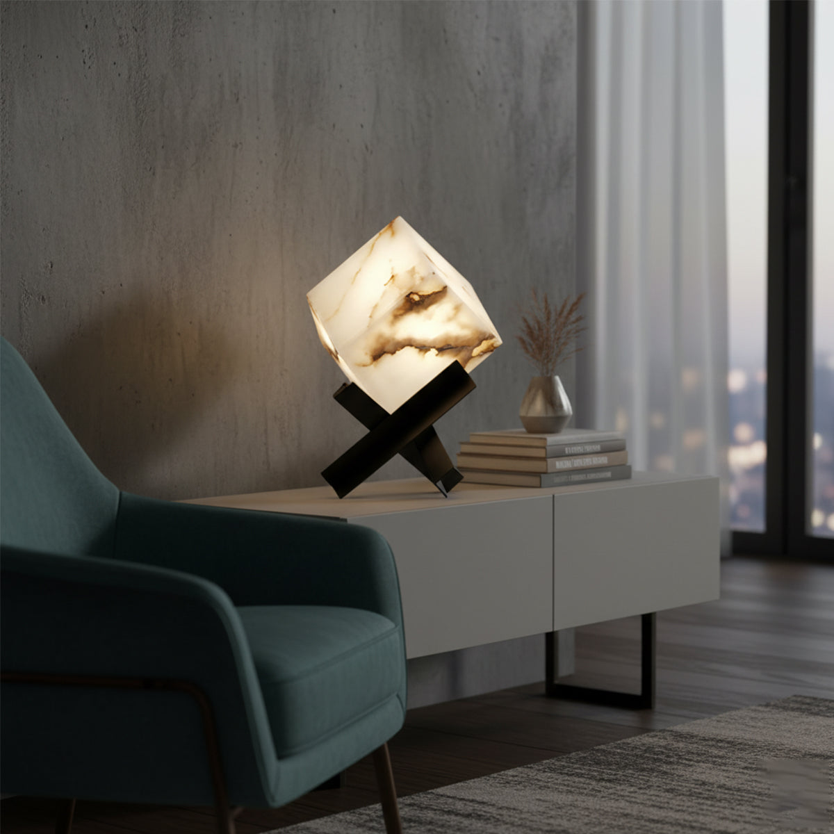 Cube Alabaster Table Lamp - view 10 | Liootrlamp