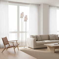 Curved Arm Linen Floor Lamp