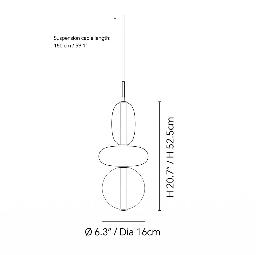 Dimensions of the Candied Glass Stack Pendant Light