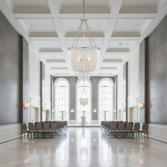 Elegant White Beaded Draped Chandelier