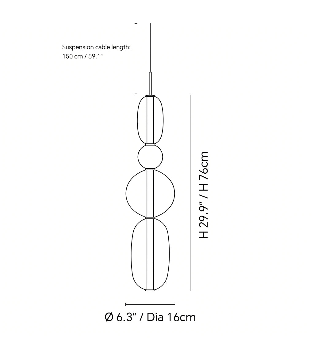 Dimensions of the Candied Glass Stack Pendant Light