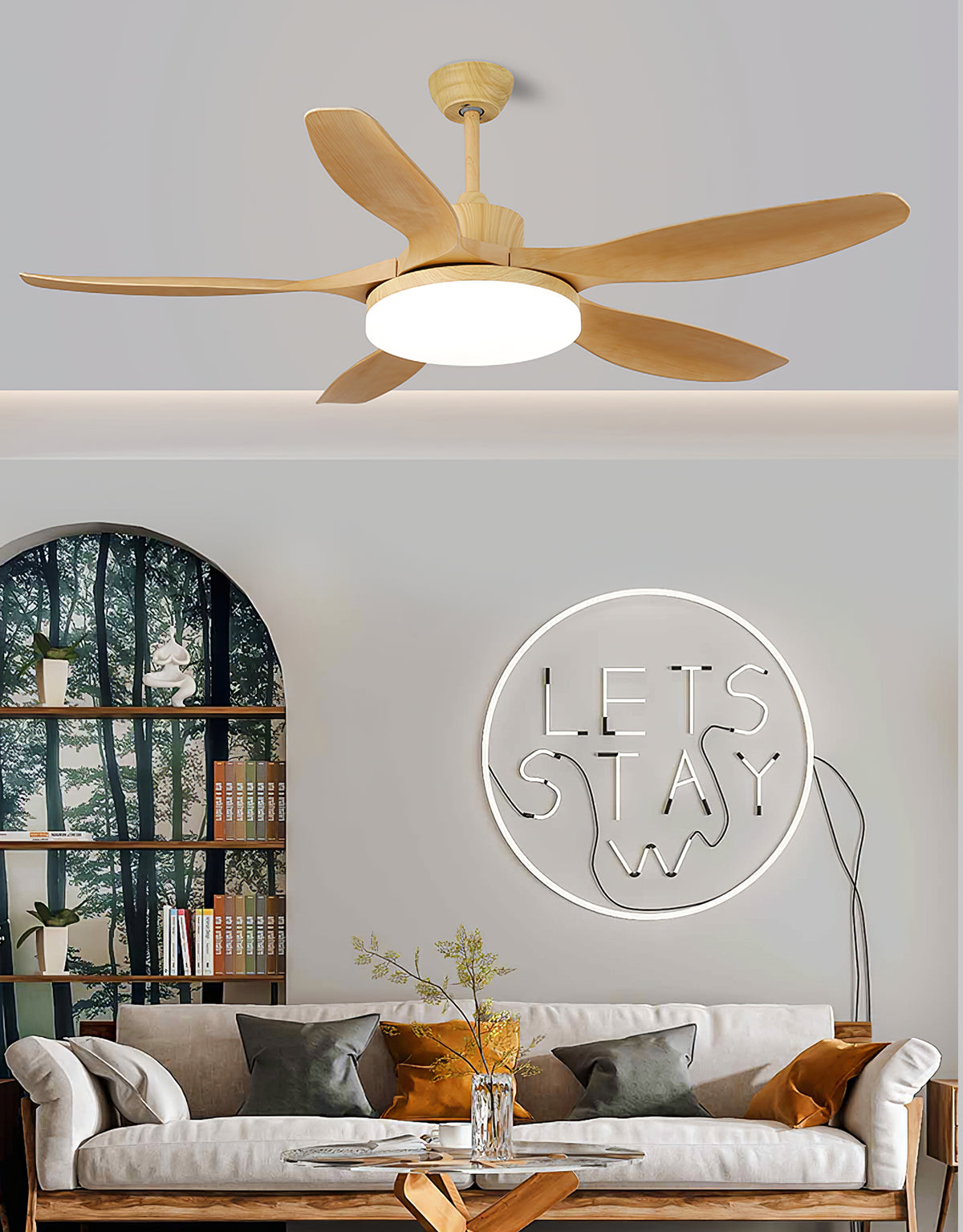 Five-Leaf Ceiling Fan Light - view 6 | Liootrlamp