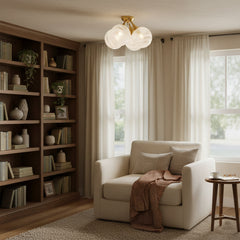 Flush Mount Glass Bubble Light (3-Bulb)