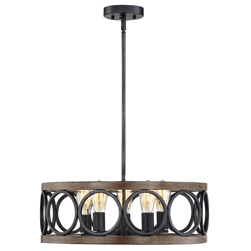 Franklin Bronze Vintage Wood Drum Chandelier