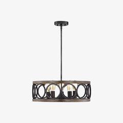 Franklin Bronze Vintage Wood Drum Chandelier