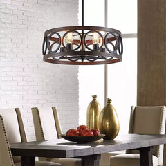 Franklin Bronze Vintage Wood Drum Chandelier