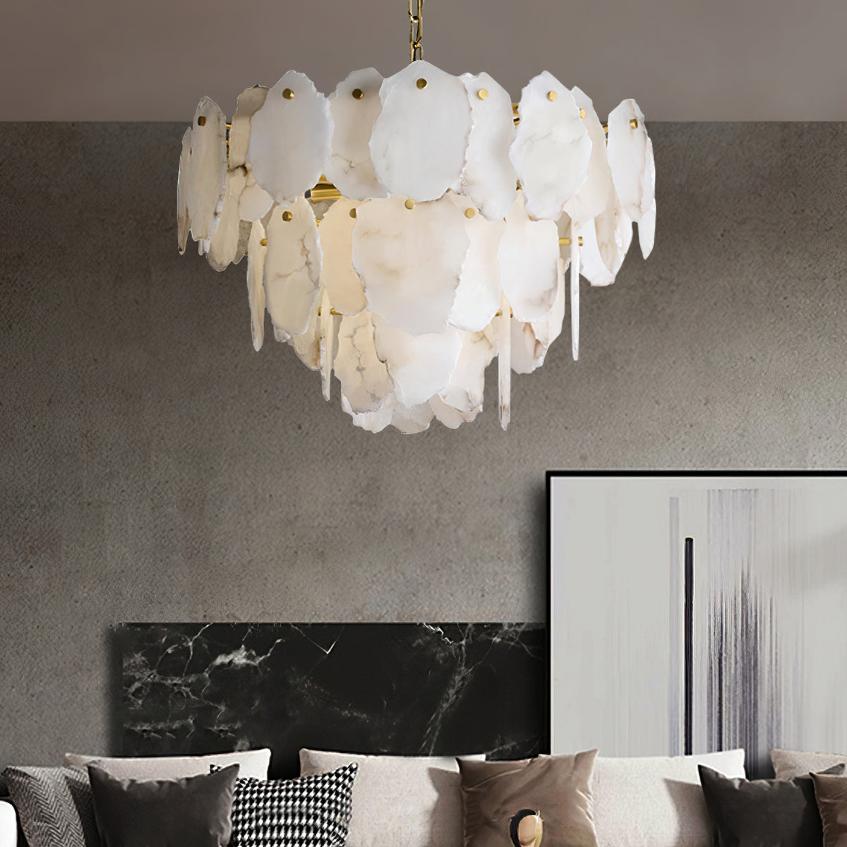 Gloire Luxury Alabaster Chandelier - view 3 | Liootrlamp