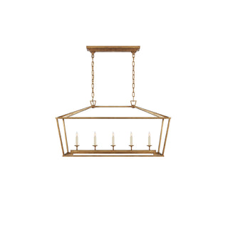 Gold Rectangular Lantern Linear Chandelier