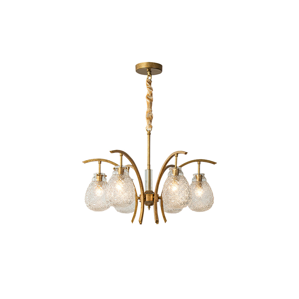 Golden floral glass chandelier - view 16 | Liootrlamp