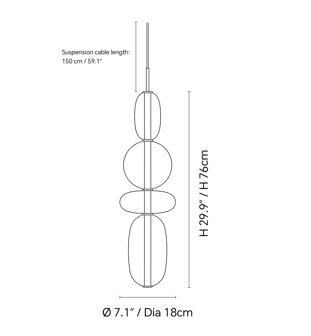 Dimensions of the Candied Glass Stack Pendant Light