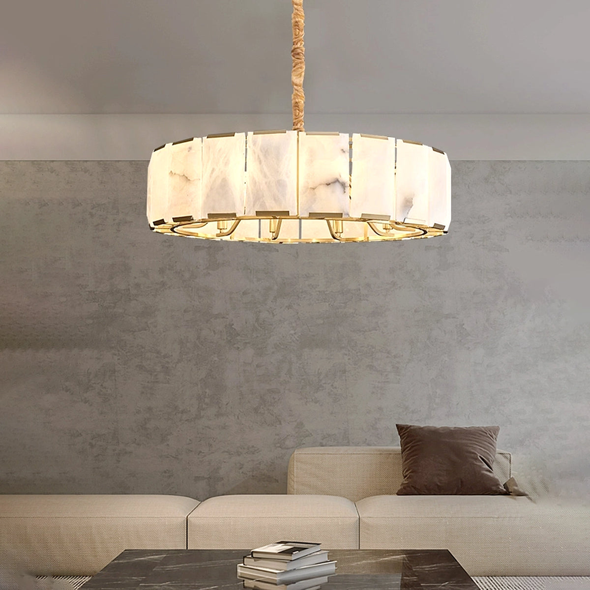 Harlow Calcite Round Alabaster Chandelier