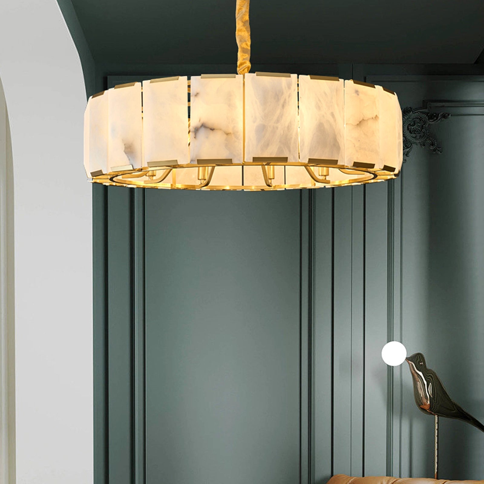 Harlow Calcite Round Alabaster Chandelier