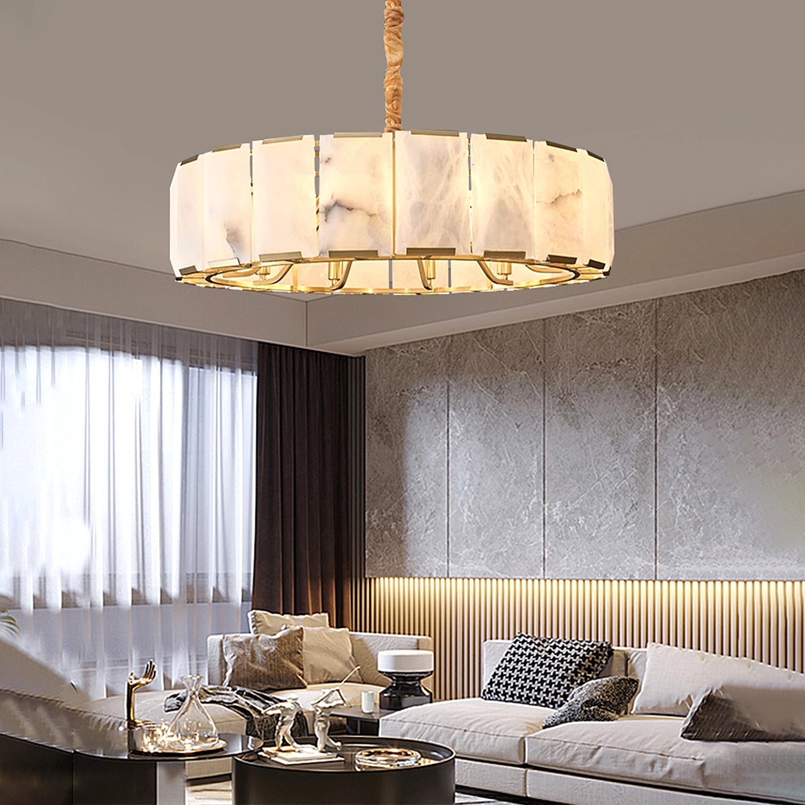 Harlow Calcite Round Alabaster Chandelier