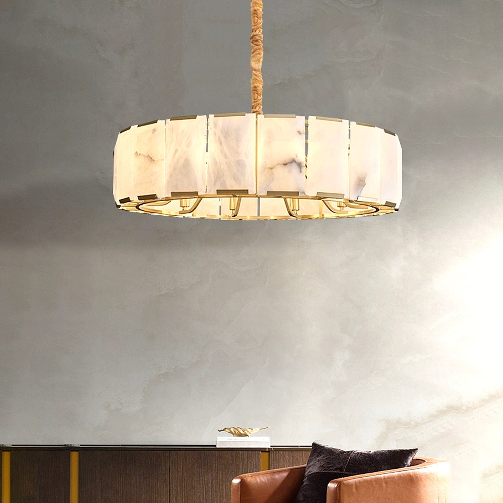 Harlow Calcite Round Alabaster Chandelier