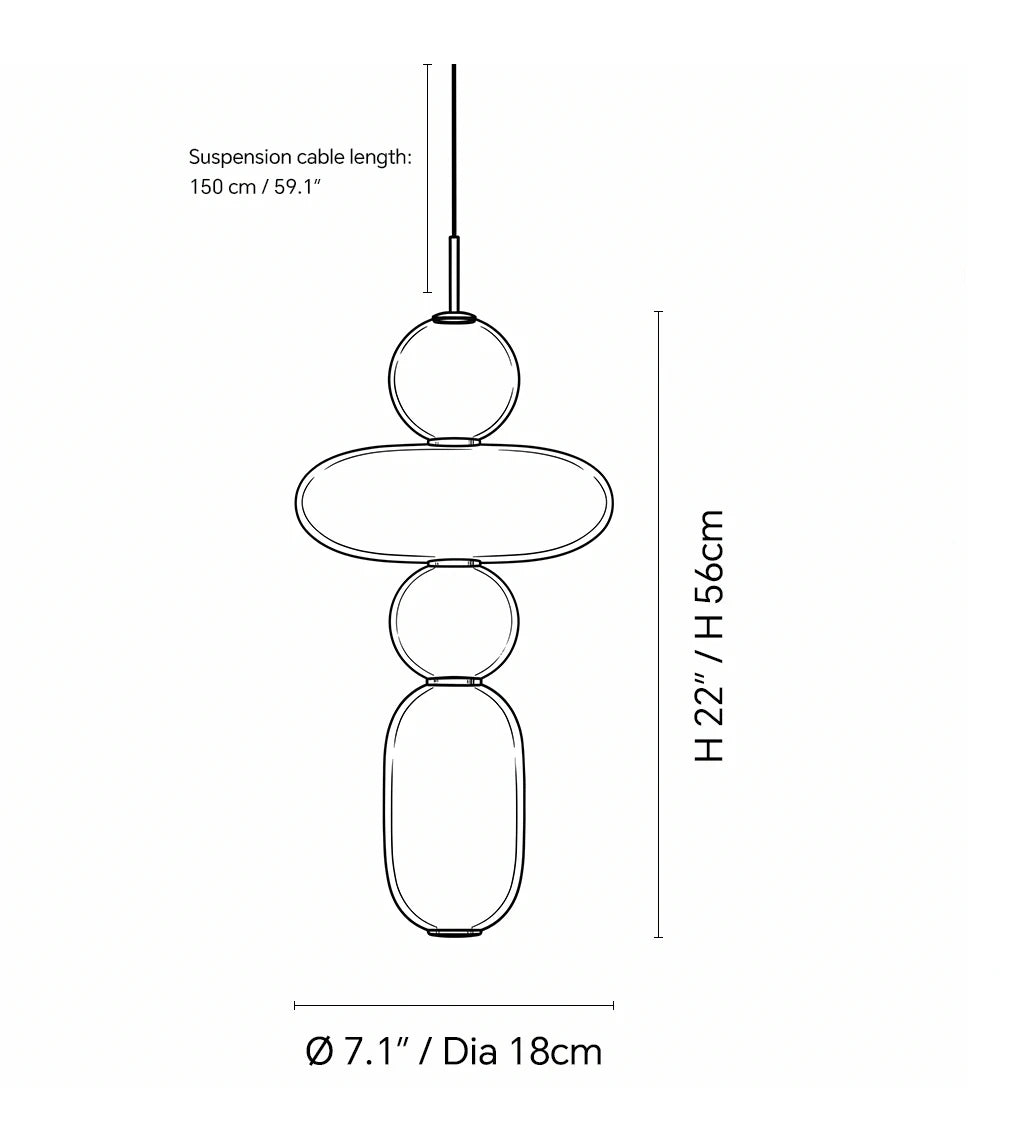 Dimensions of the Candied Glass Stack Pendant Light