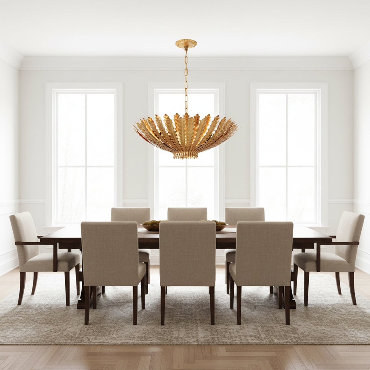 Layered Iron Leaf Art Chandelier