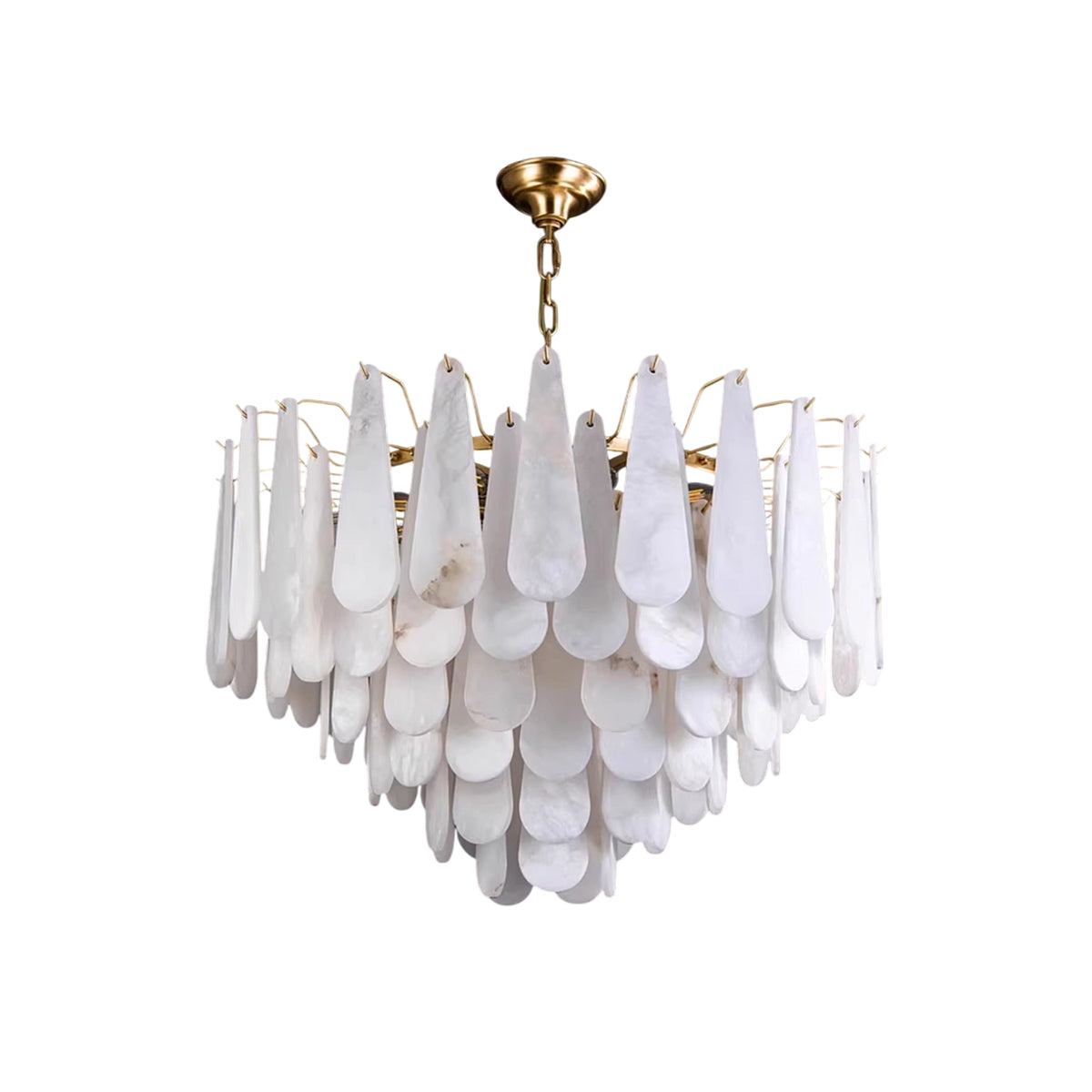 Leon Drop Shape Alabaster Chandelier - view 19 | Liootrlamp