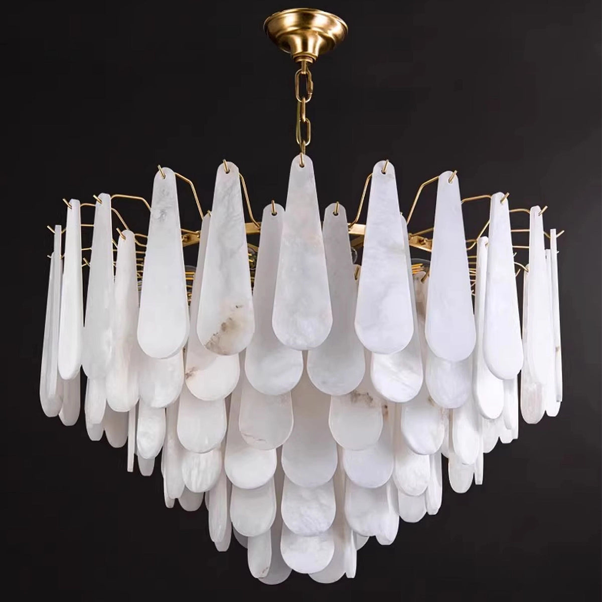 Leon Drop Shape Alabaster Chandelier - view 15 | Liootrlamp